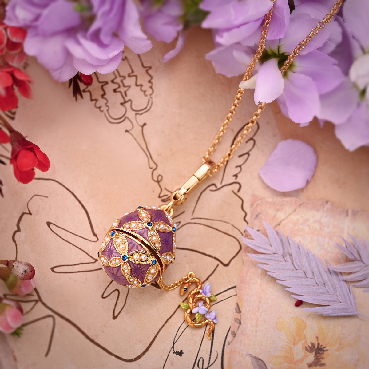 Snake Egg Locket Necklace