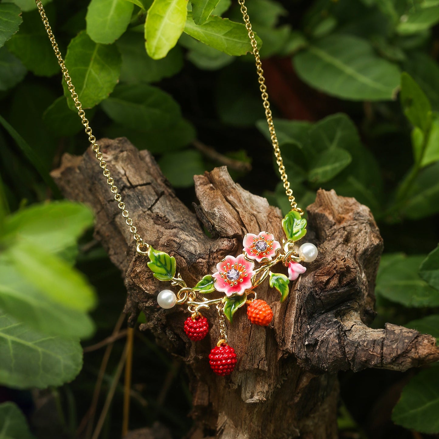 Raspberry Flower Necklace