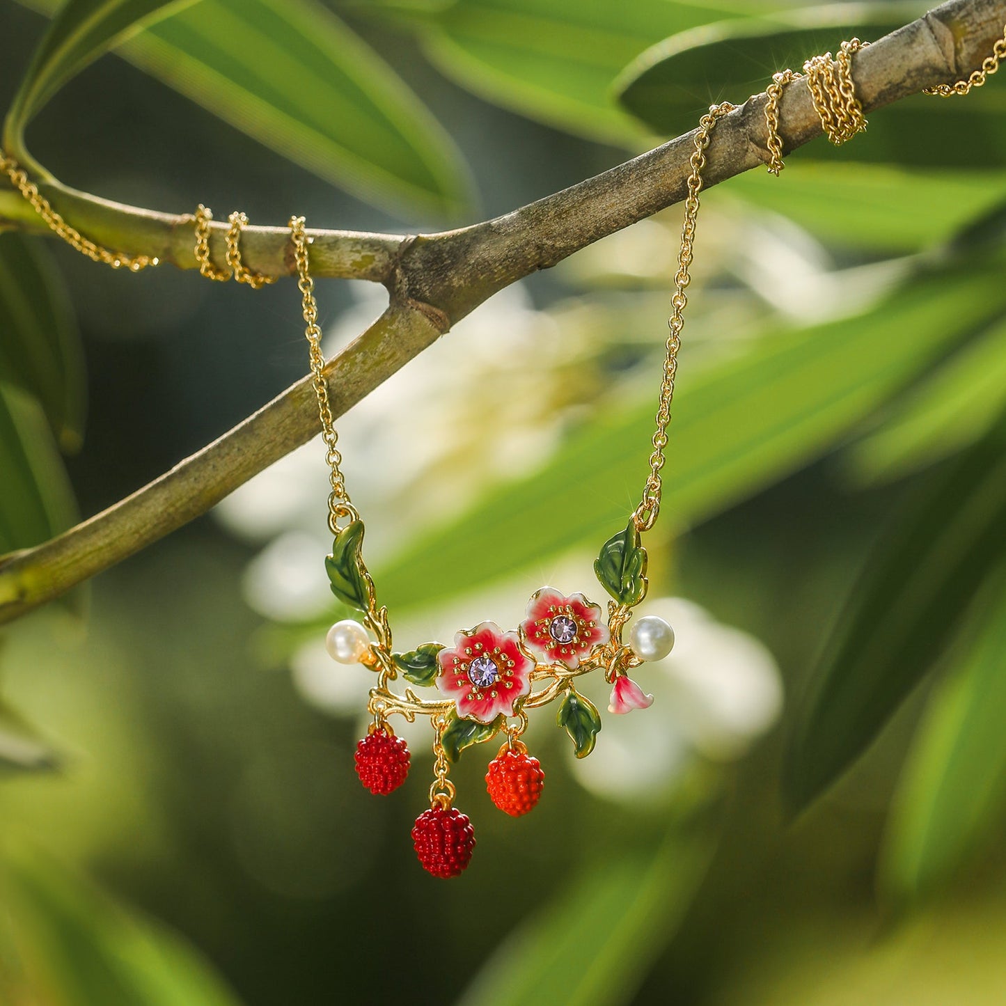 Raspberry Flower Necklace