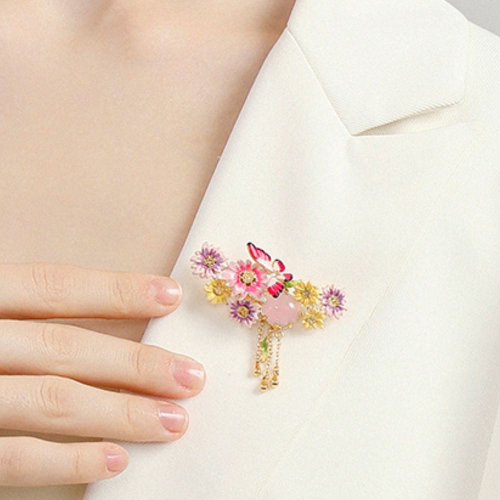 Butterfly Love Flower Brooch