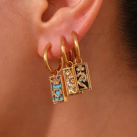 The Lovers - Tarot Card Gold | Silver Hoop Earrings