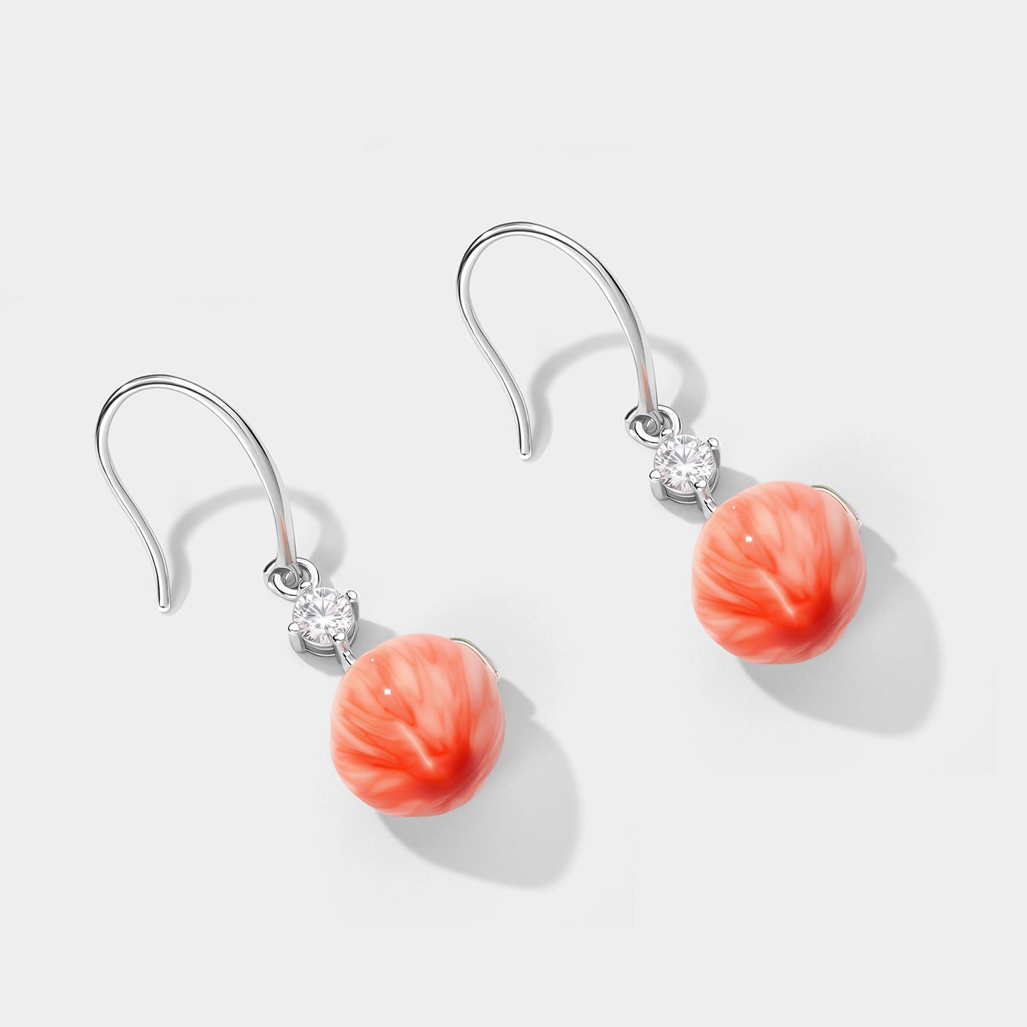 Silver Peach Earrings