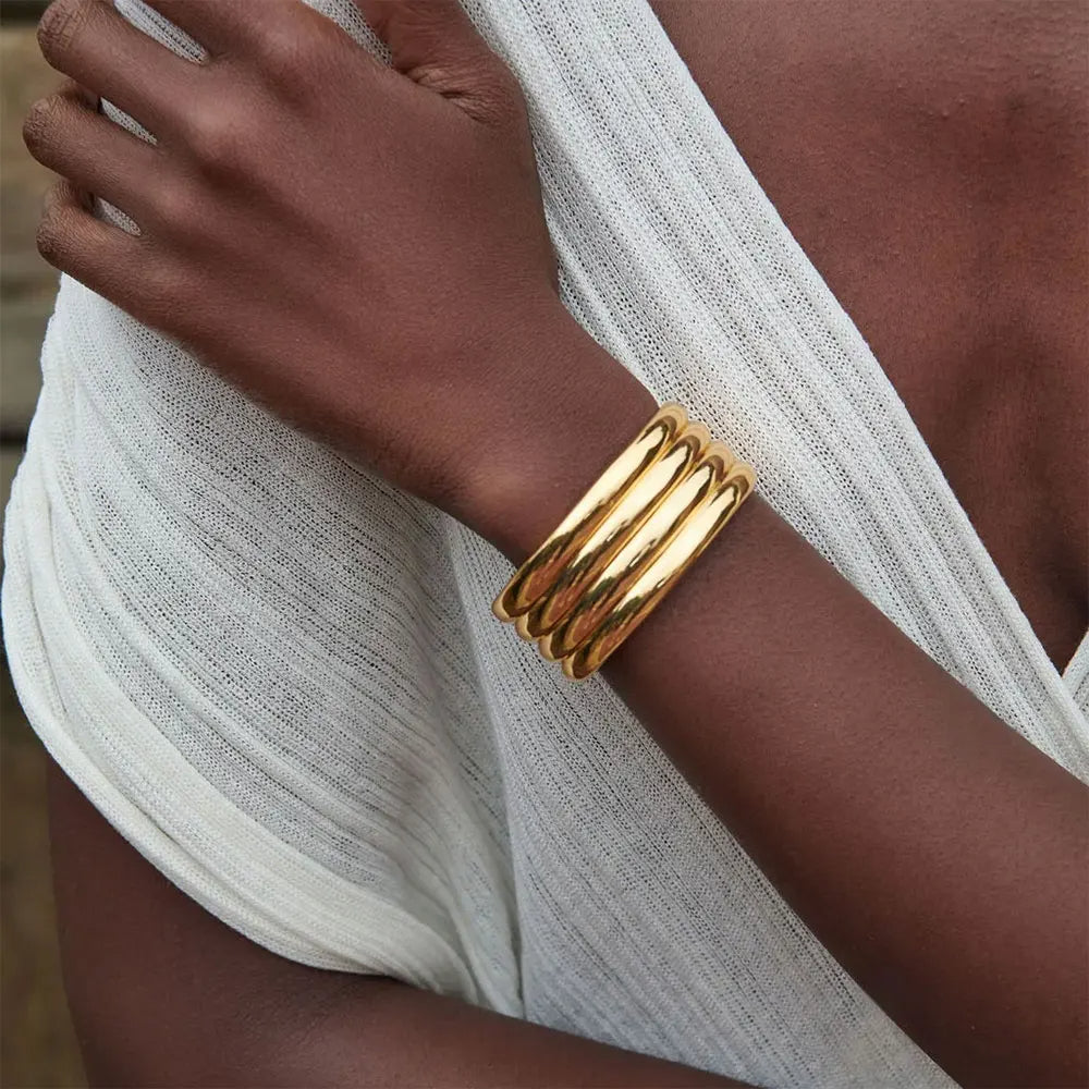 Strata Cuff Wide Bracelet Gold/Silver