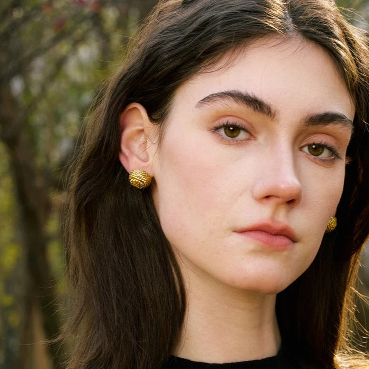 Mirelle -  Textured Stud Earrings Gold Silver
