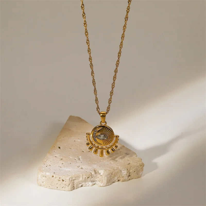 Celestial Unity - Gold Evil Eye Necklace