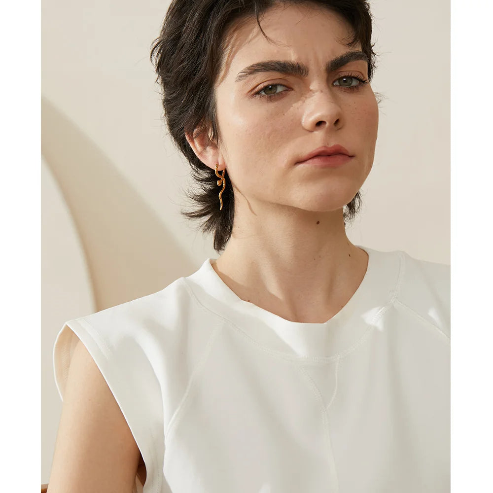 Snake Gold Hinge Hoop Earrings