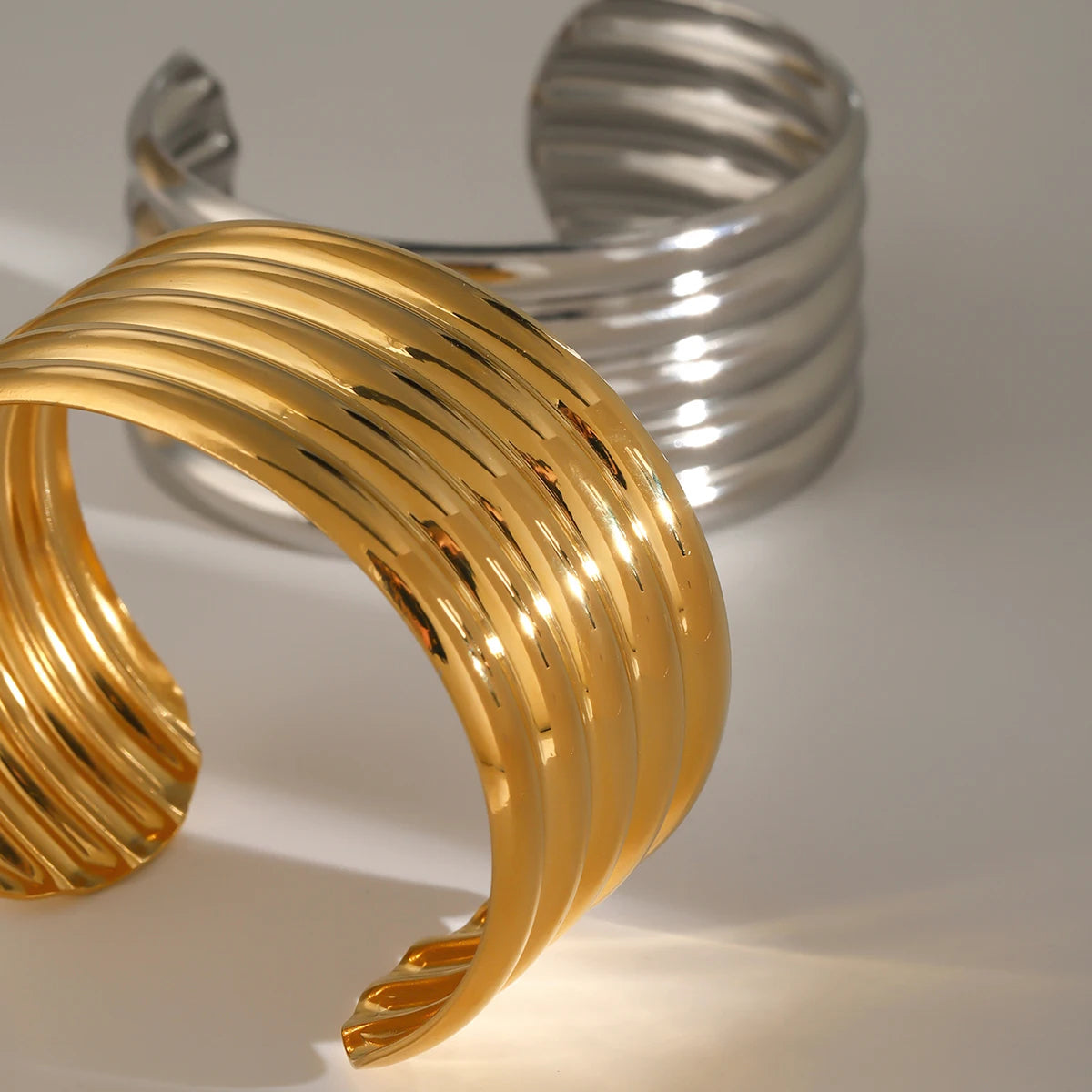 Strata Cuff Wide Bracelet Gold/Silver