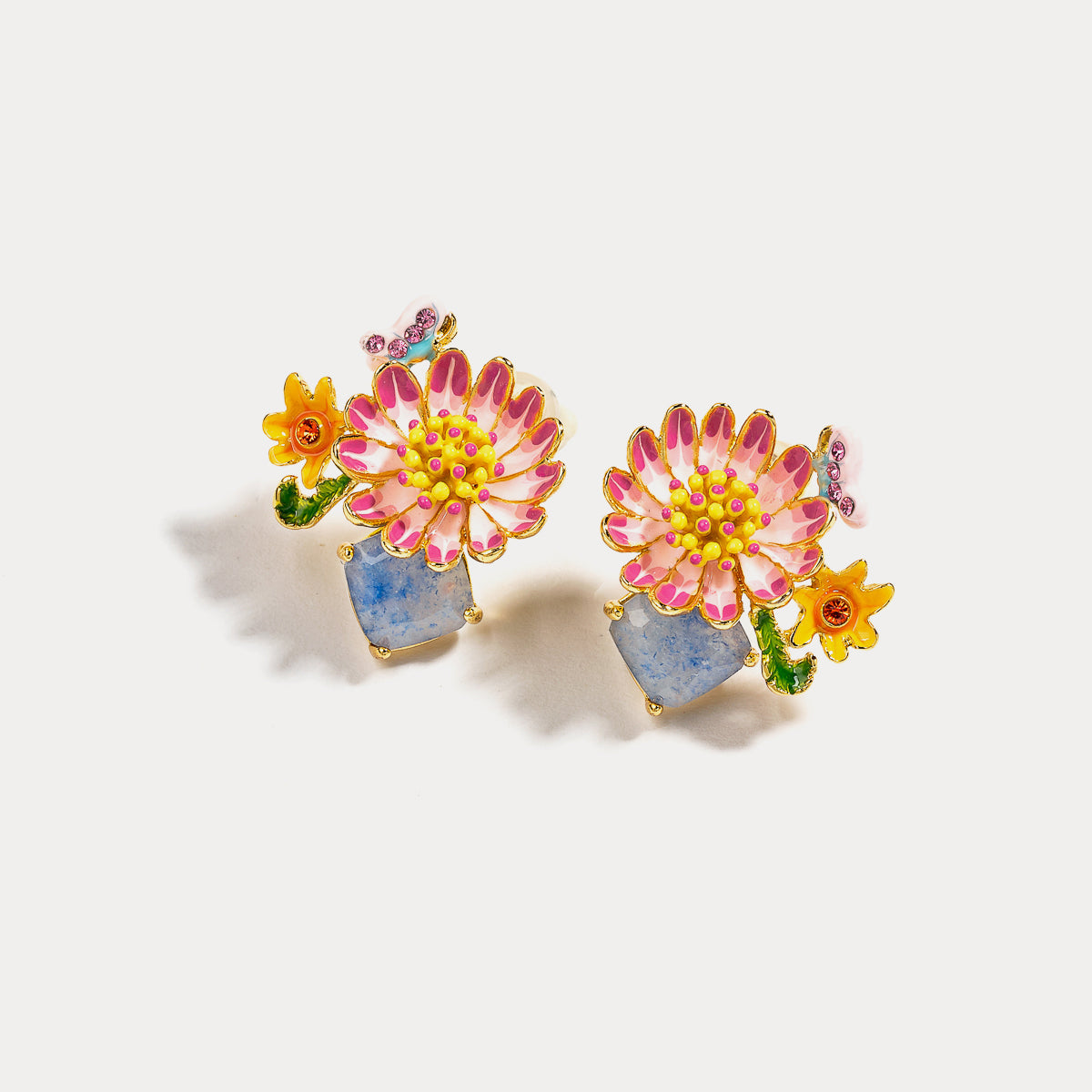 Pink Daisy Clip-on Earrings