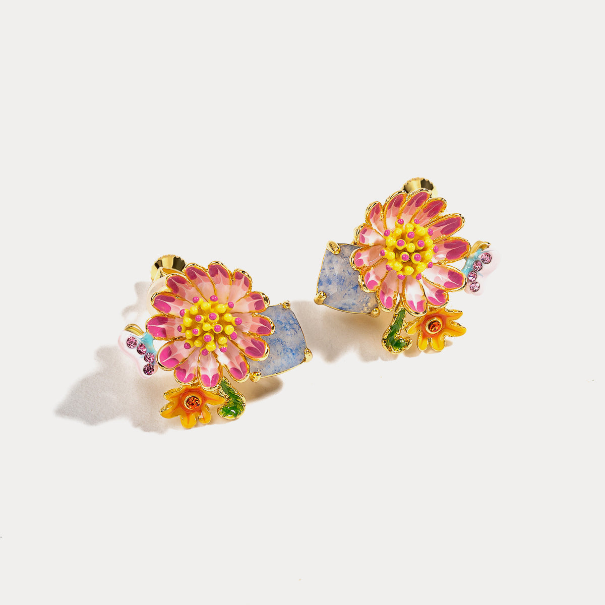 Pink Daisy Clip-on Earrings