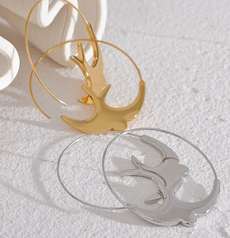 Serenity Wings: Dove Hoop Gold Earrings
