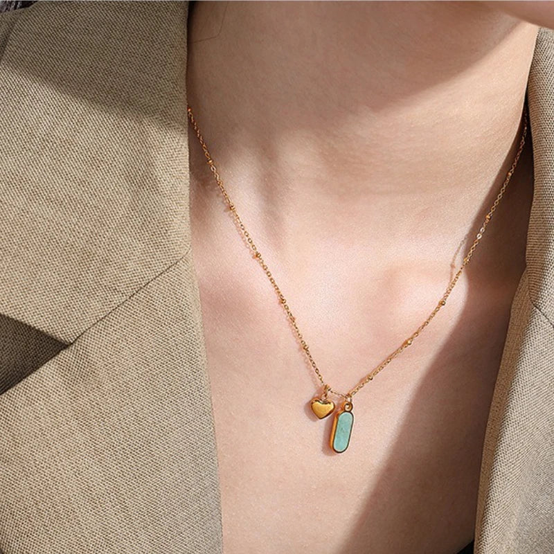 Heart & Stone - Dainty Amazonite Necklace Gold/Silver