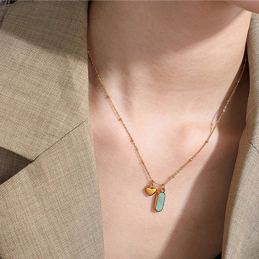Heart & Stone - Dainty Amazonite Necklace Gold/Silver