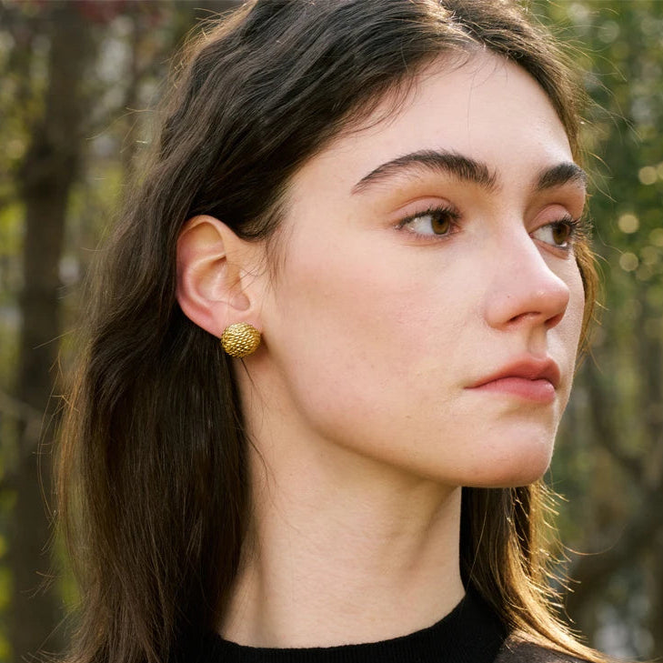 Mirelle -  Textured Stud Earrings Gold Silver