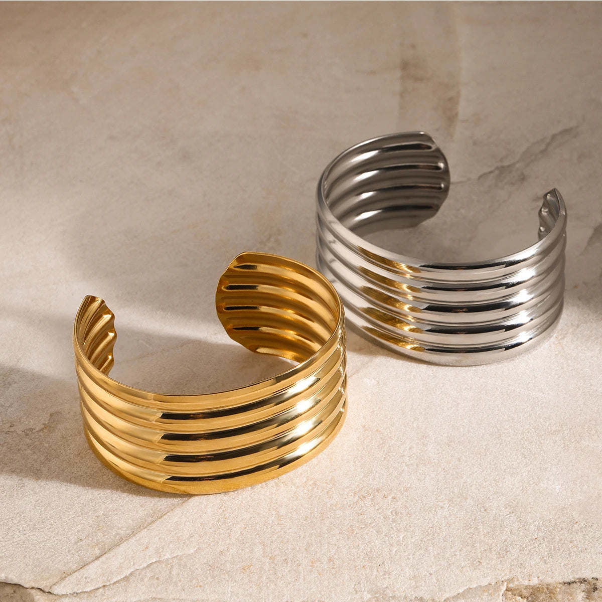 Strata Cuff Wide Bracelet Gold/Silver