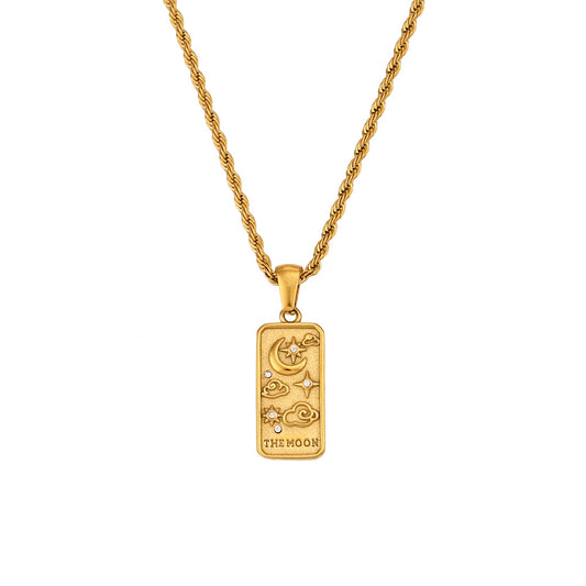 The Moon - Tarot card  18k Necklace