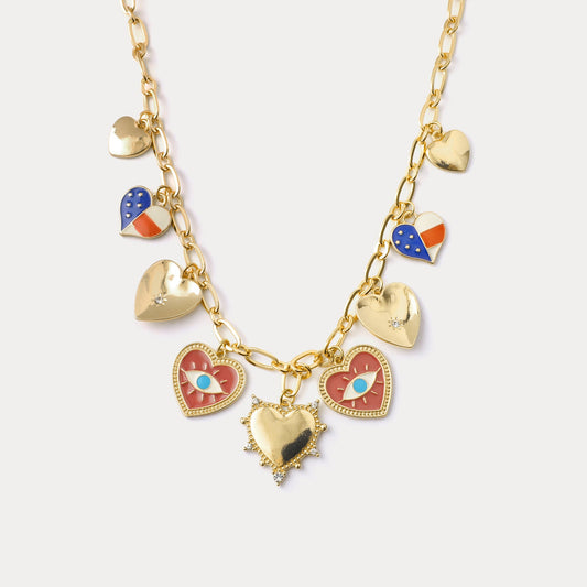 Evil Eye Heart Charm Necklace