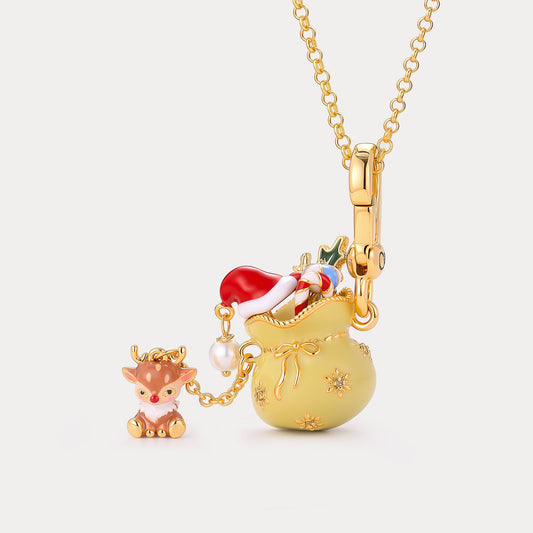 Christmas Reindeer Gift Bag Necklace