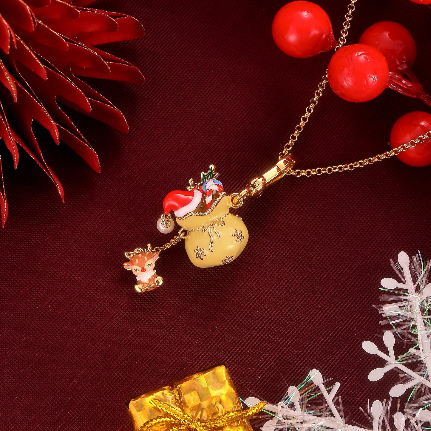 Christmas Reindeer Gift Bag Necklace