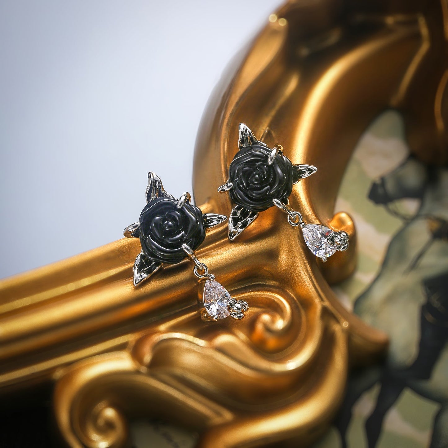 Black Rose Earrings