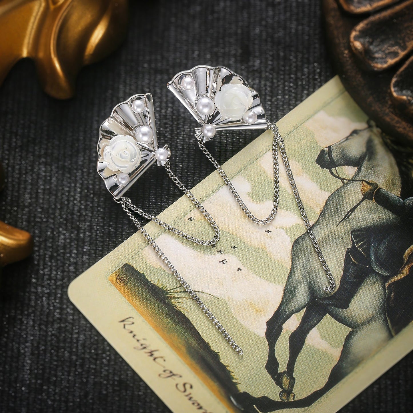 Folding Fan Dangle Earrings