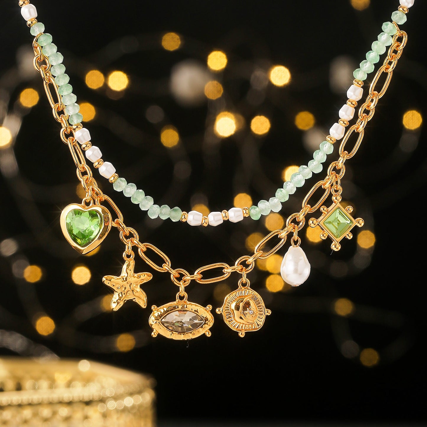 Vintage Charm Bead Necklace