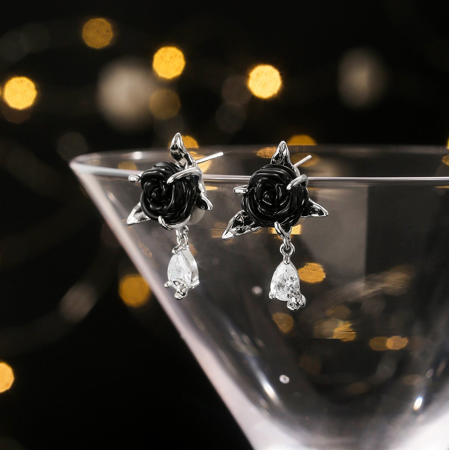 Black Rose Earrings