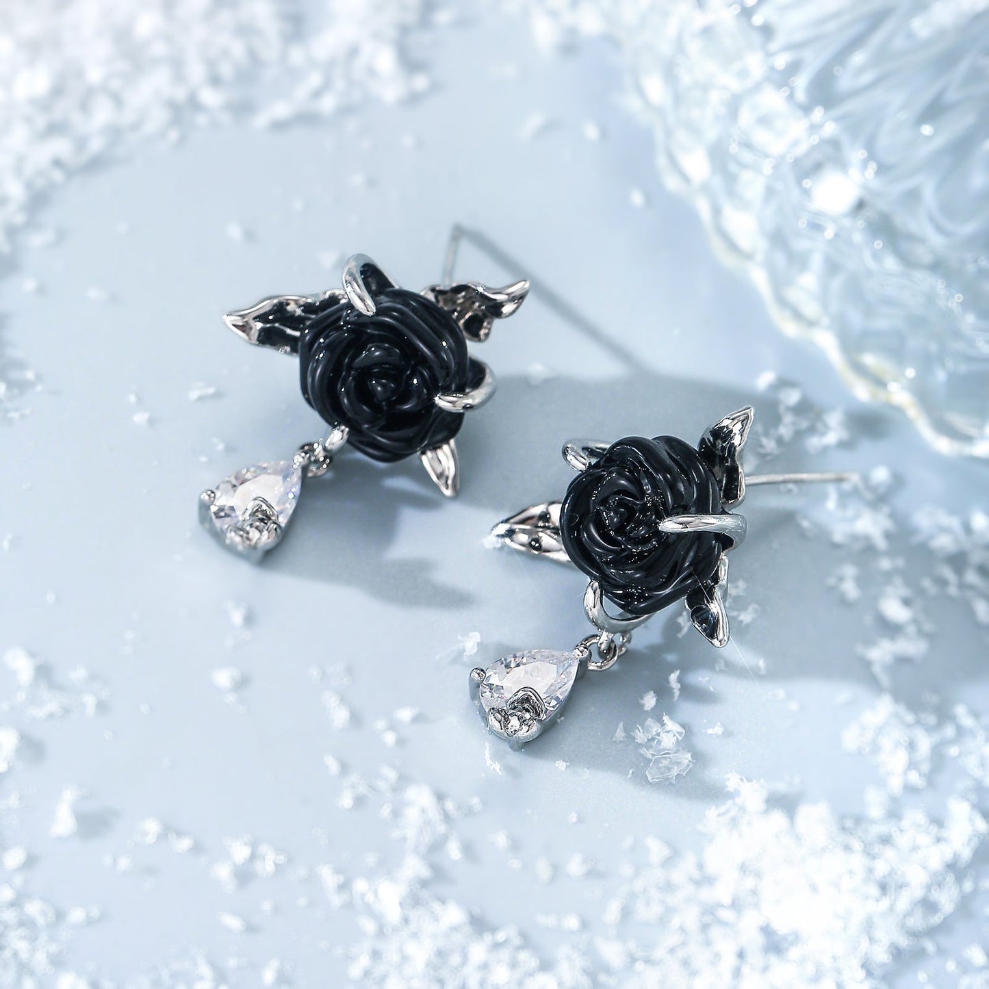 Black Rose Earrings