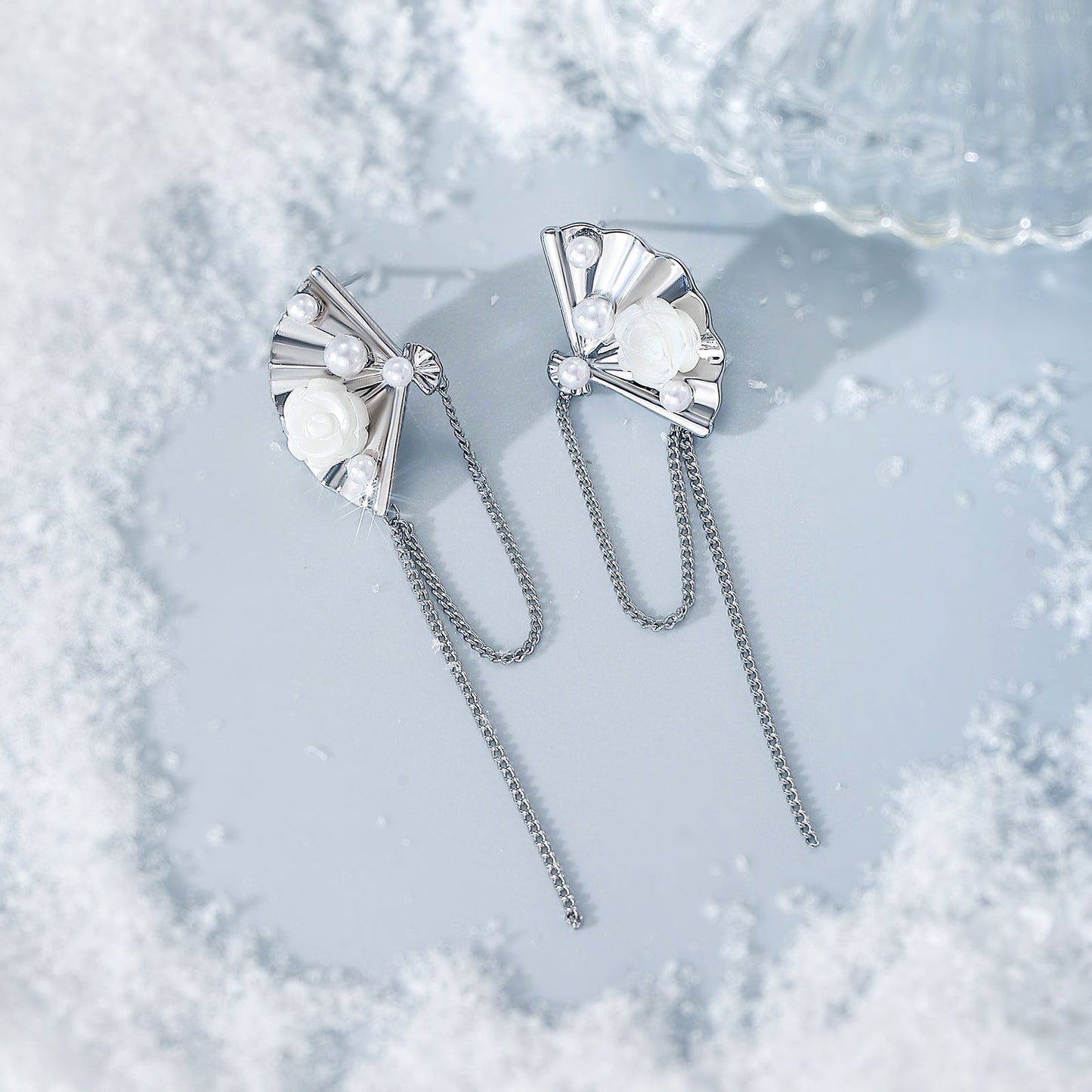 Folding Fan Dangle Earrings