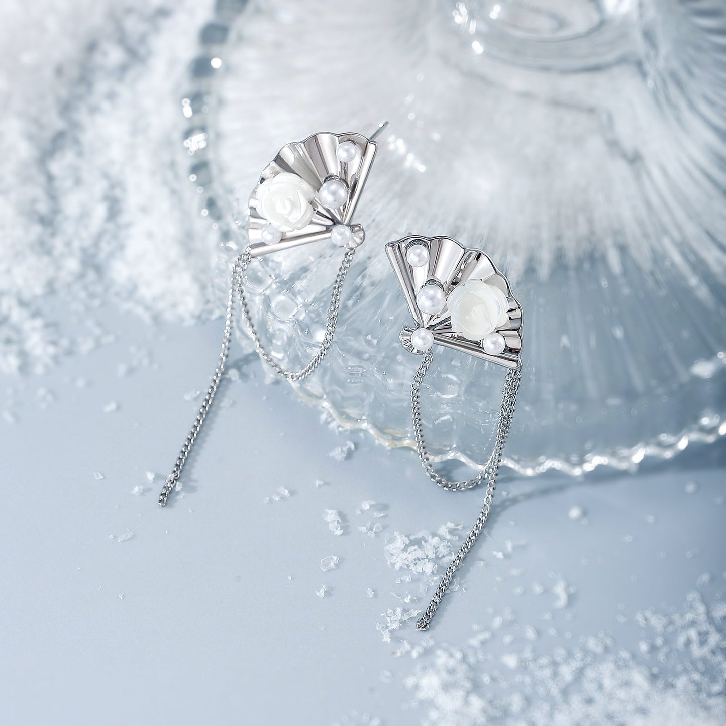 Folding Fan Dangle Earrings