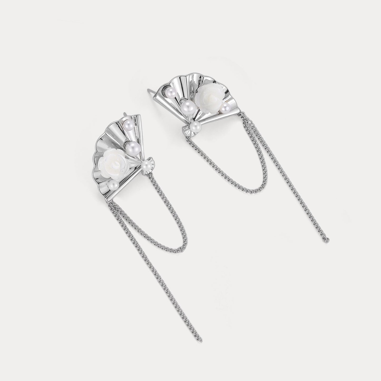 Folding Fan Dangle Earrings