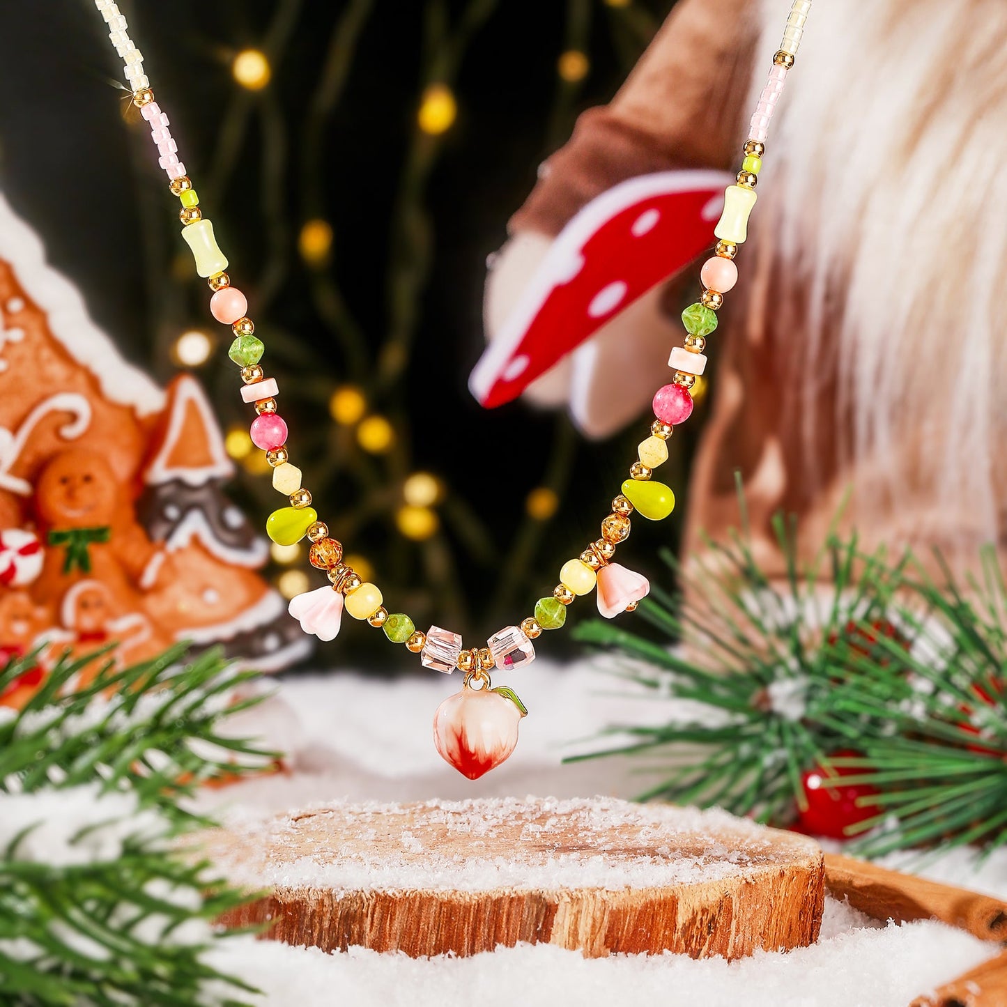 Peach Beaded Necklace