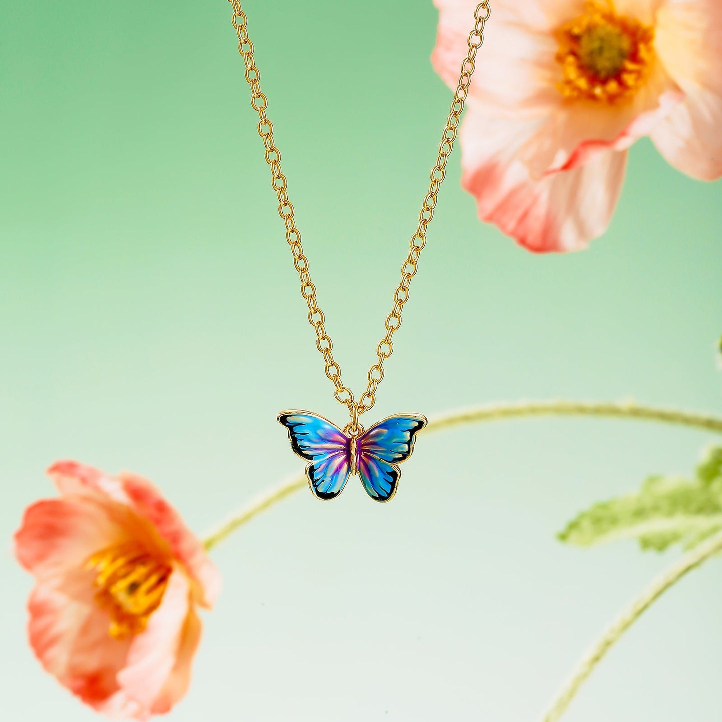 Bluish Violet Butterfly Necklace