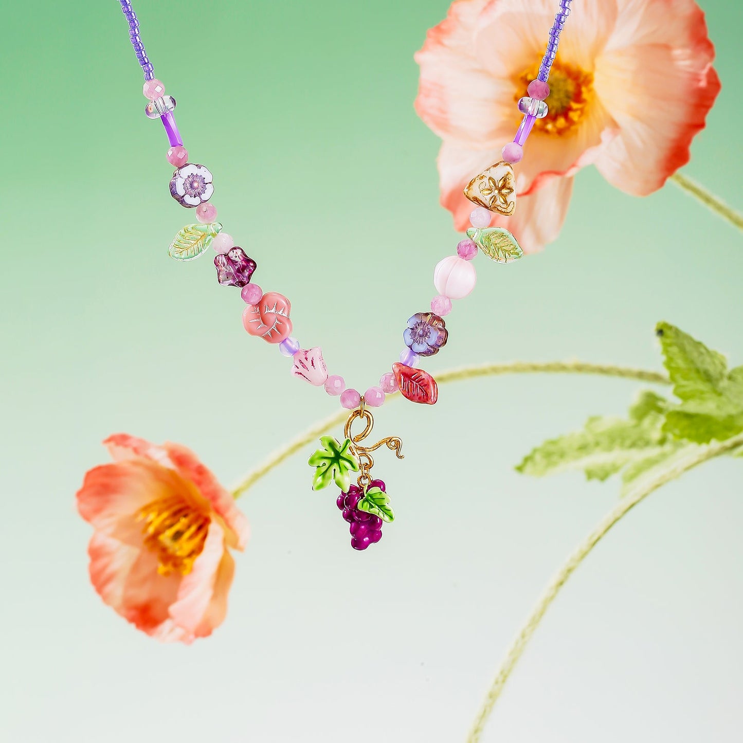 Czech Bead Grape Necklace