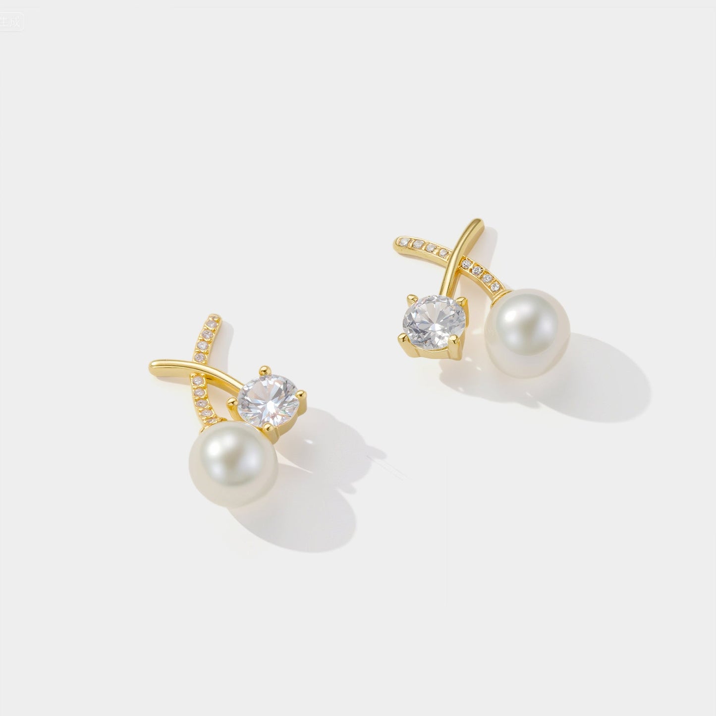 Gold Cherry Pearl Earrings