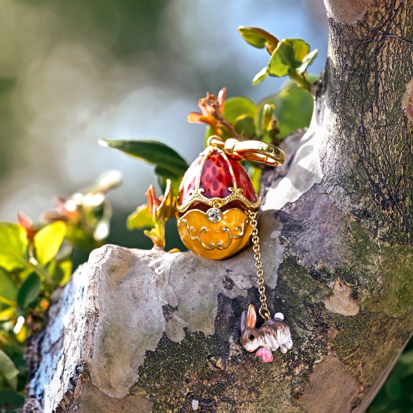 Rabbit & Rose Easter Egg Locket Necklace