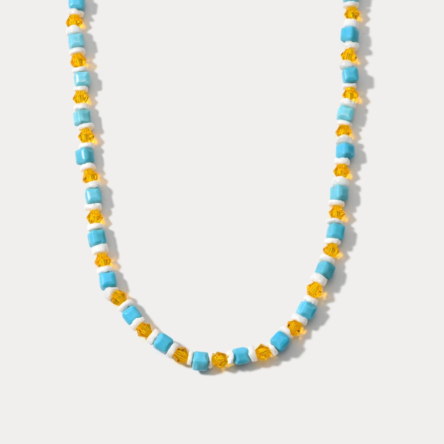 Dainty Citrine Turquoise Bead Necklace