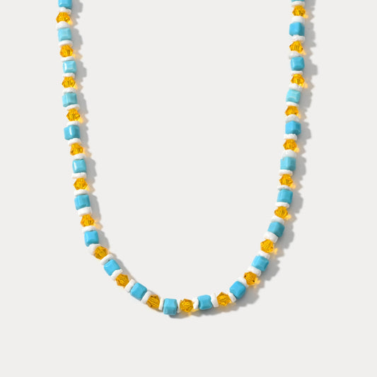 Dainty Citrine Turquoise Bead Necklace