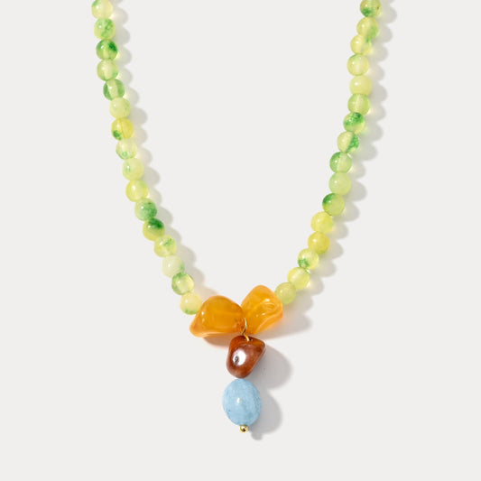 Natural Green Peridot Beaded Necklace