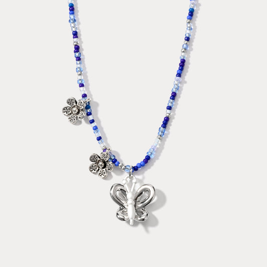 Flower Butterfly Bead Necklace