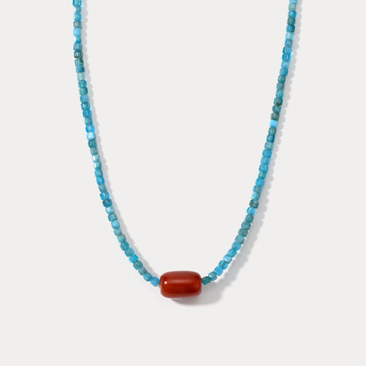 Blue Apatite Seed Beaded Necklace