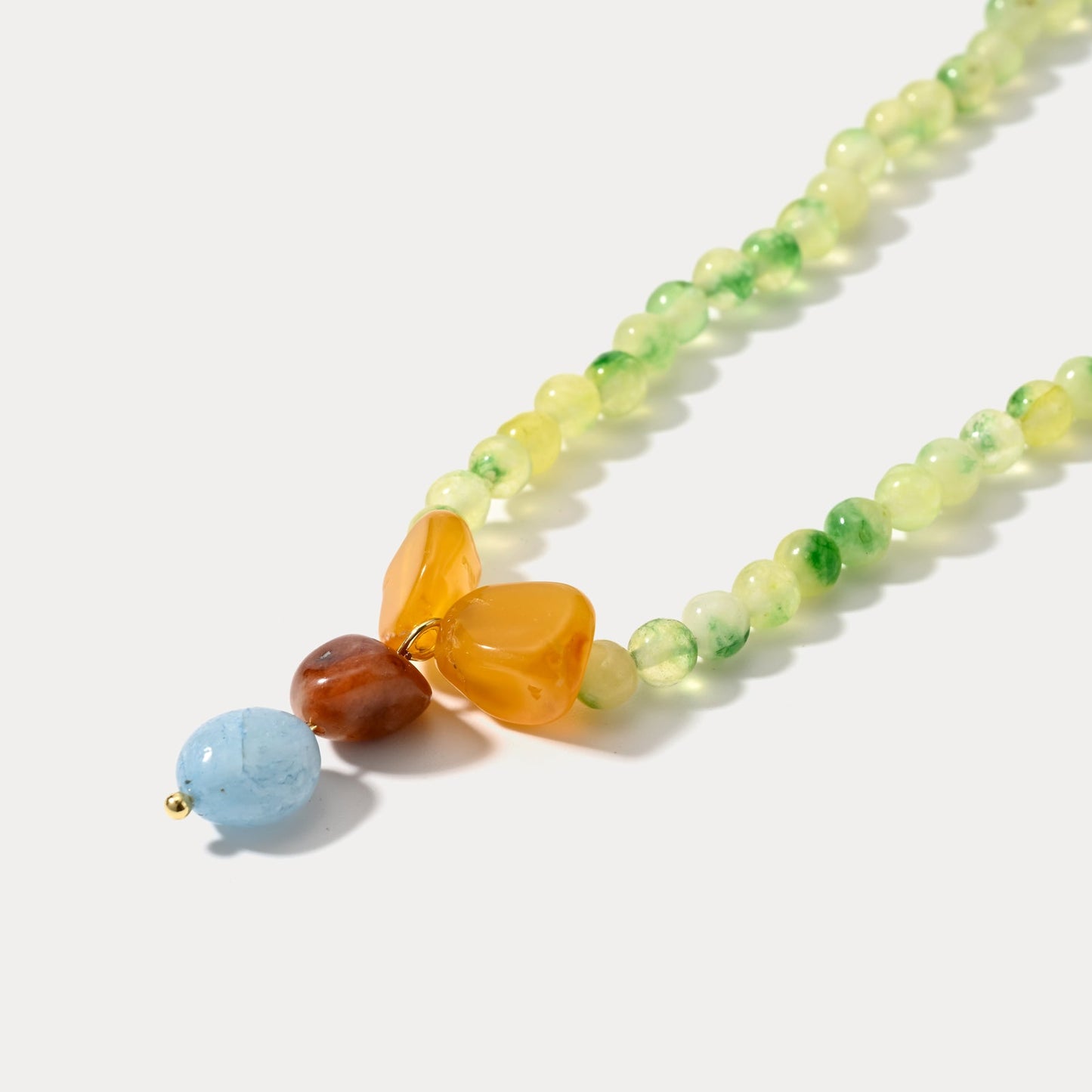 Natural Green Peridot Beaded Necklace