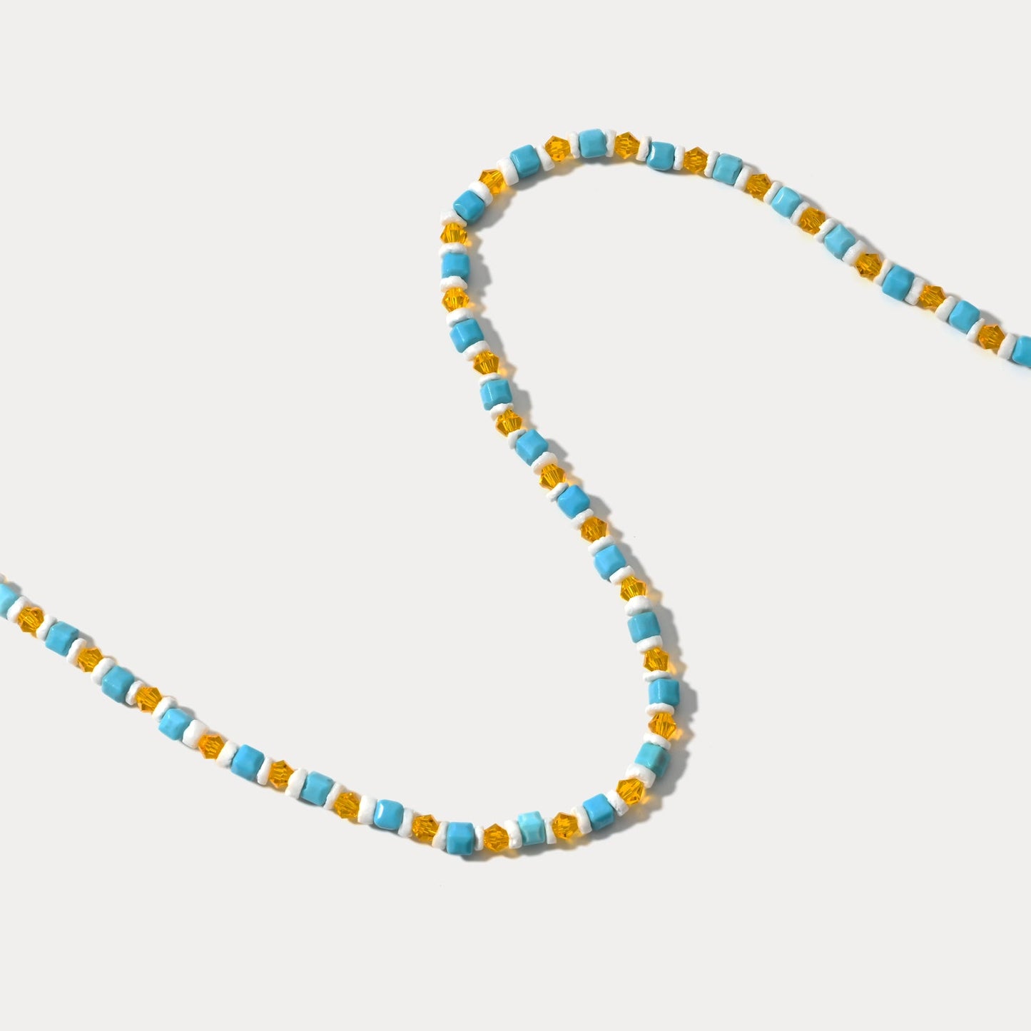 Dainty Citrine Turquoise Bead Necklace