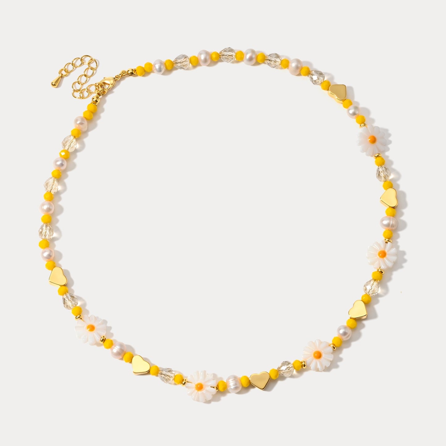 Boho Daisy Flower Beaded Necklace