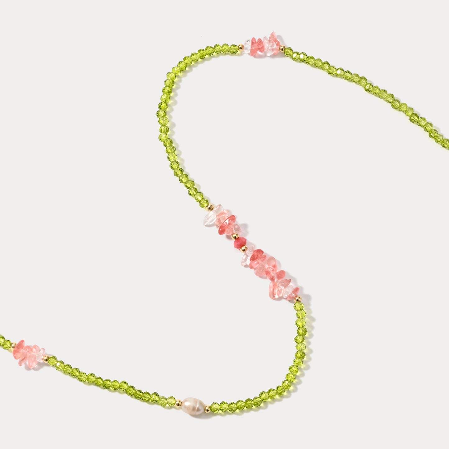 Rose Quartz and Peridot Beaded Necklace