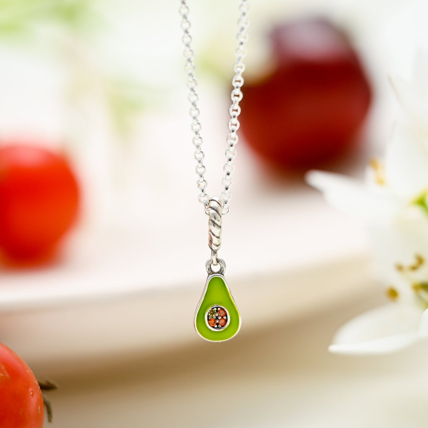 Silver Avocado Pendant Necklace