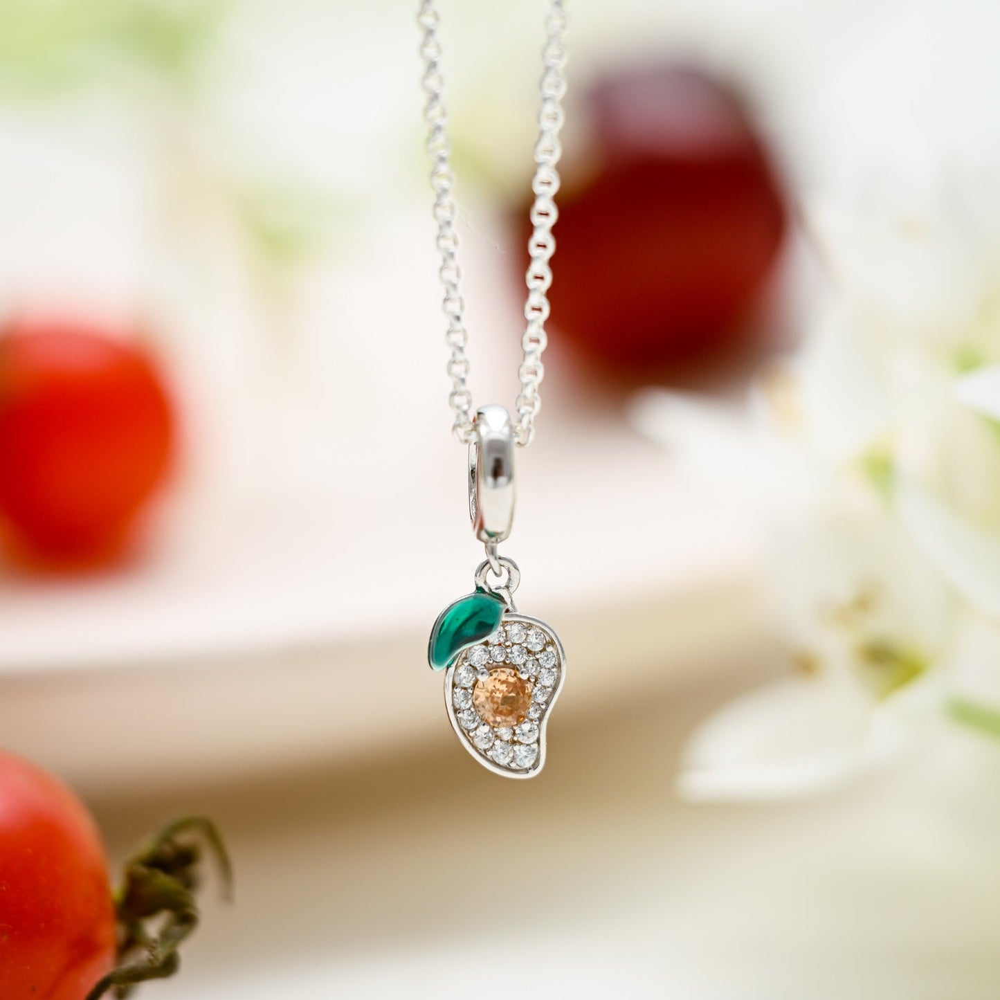 Silver Mango Pendant Necklace