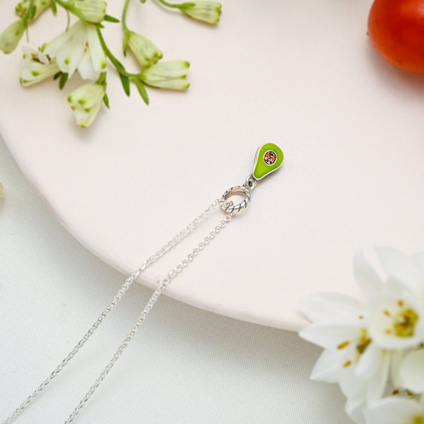Silver Avocado Pendant Necklace