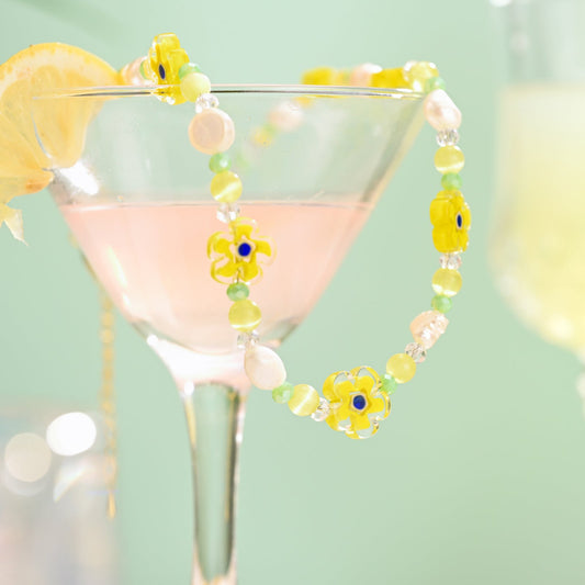 Pearl Yellow Flower Beaded Necklace