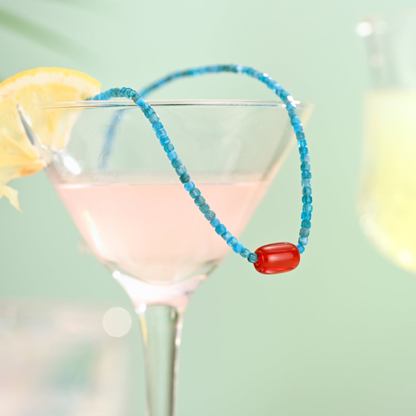 Blue Apatite Seed Beaded Necklace