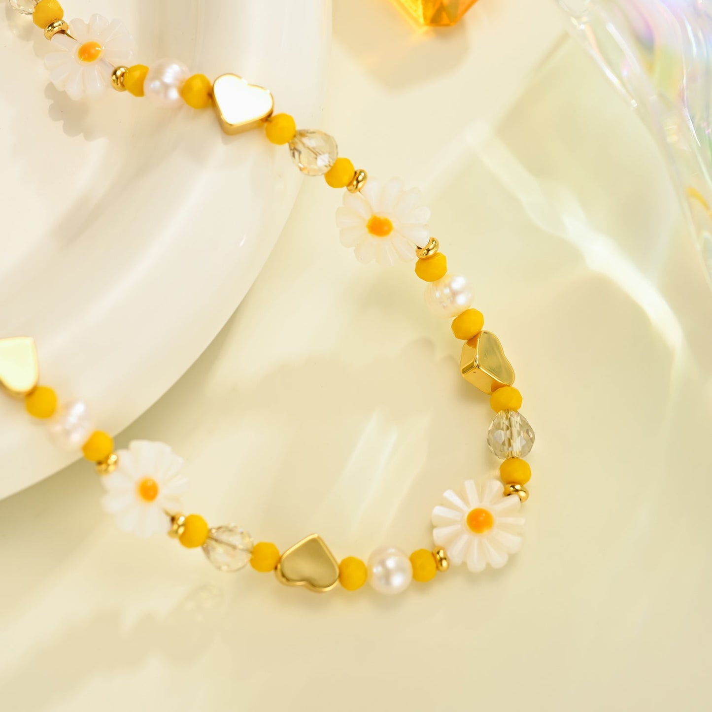 Boho Daisy Flower Beaded Necklace